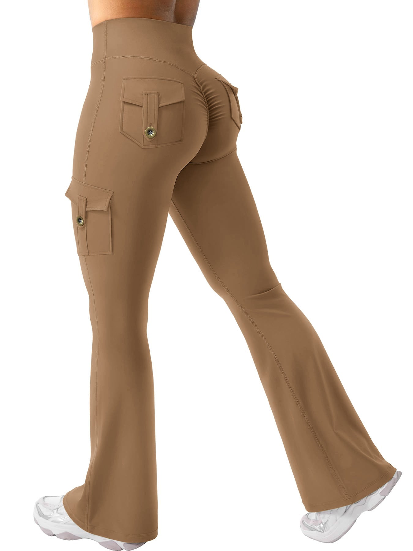 Women's Cargo Pocket Flared Yoga Pants – Tummy Control Fitness Leggings