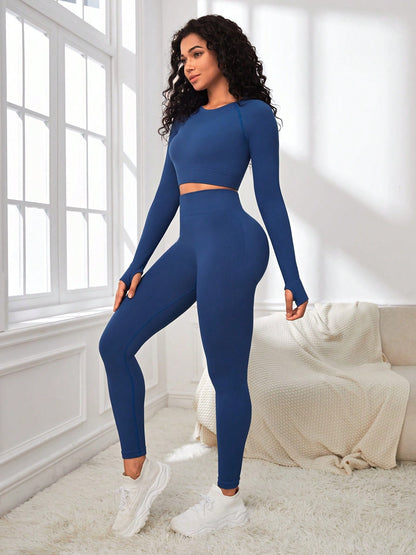 Womens Long Sleeve Yoga Set Fitness Clothing