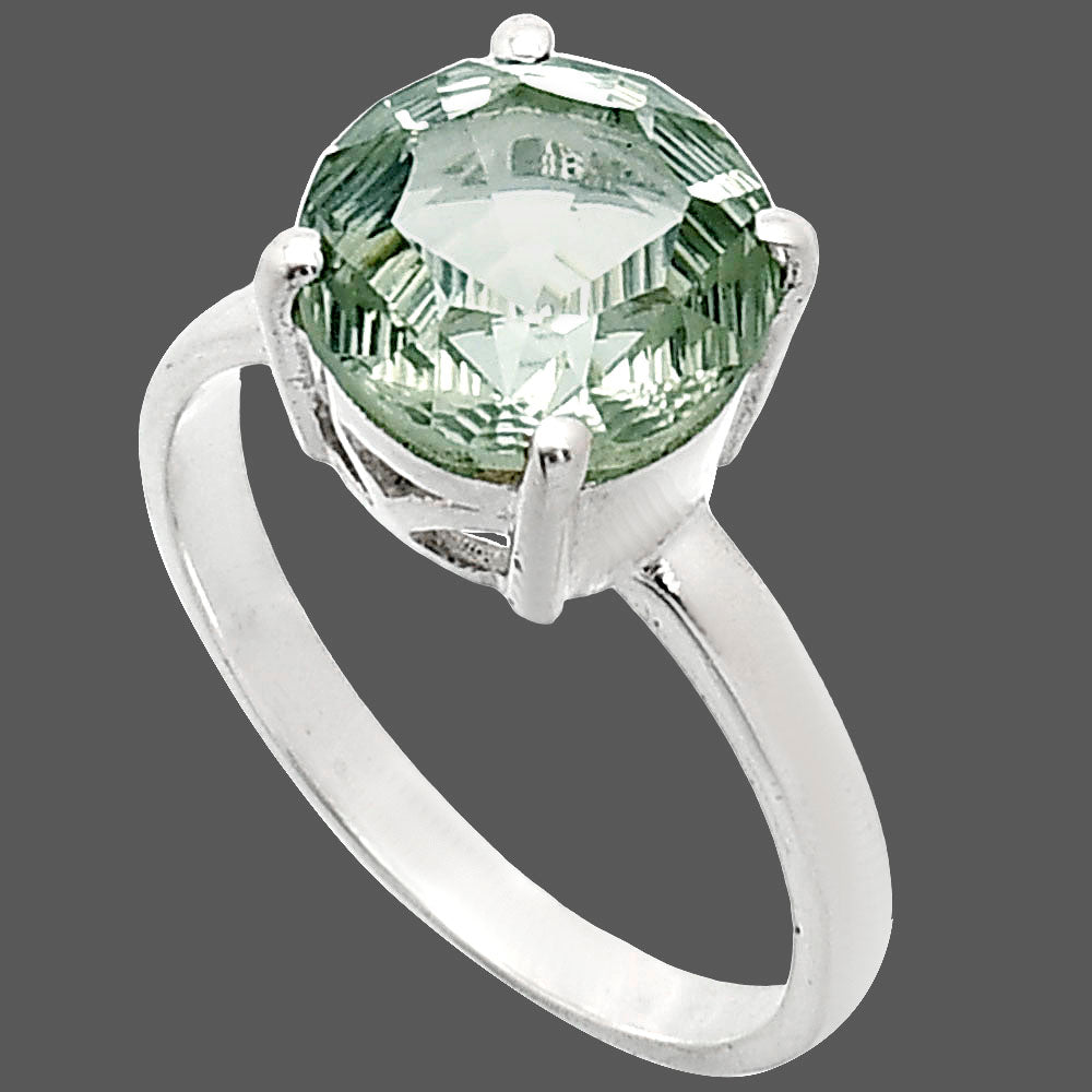 Fancy Cut Premium Prasiolite (Green Amethyst) Ring – Size 7.5