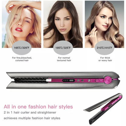 4800mAh Cordless 2-in-1 Wireless Charging Hair Iron – Straightener & Curler