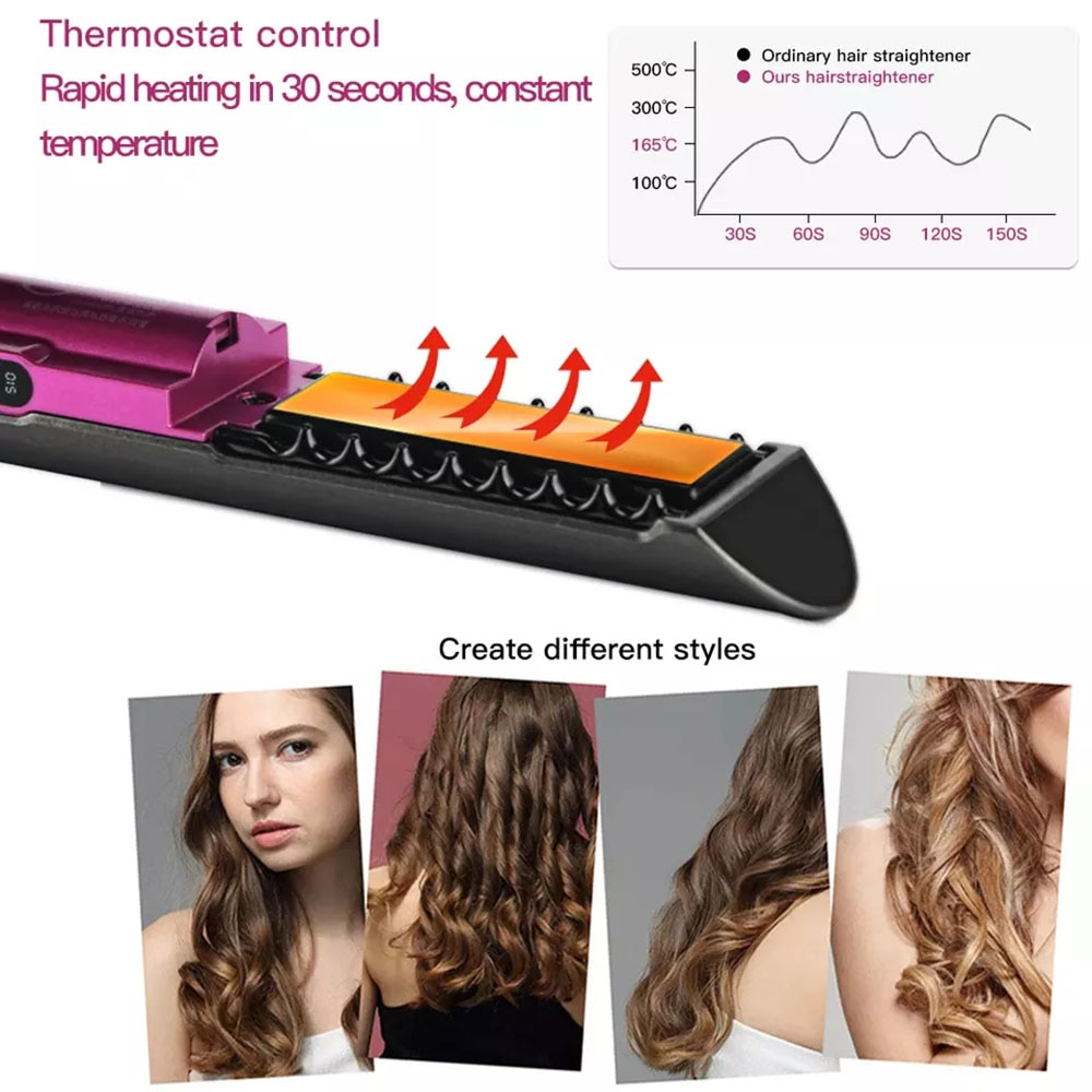 4800mAh Cordless 2-in-1 Wireless Charging Hair Iron – Straightener & Curler