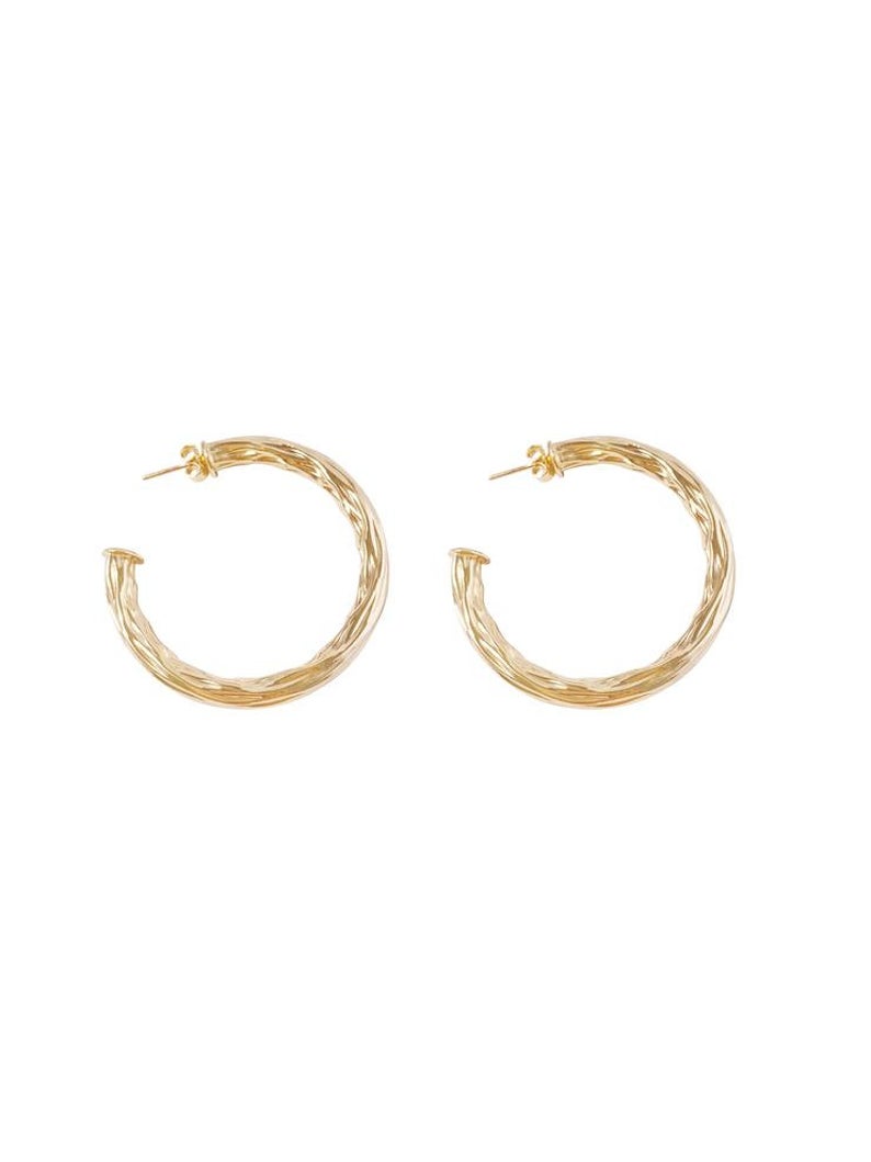 Medium Thick Hammered Hoop Earrings – Small, Medium & Large (K10-12)