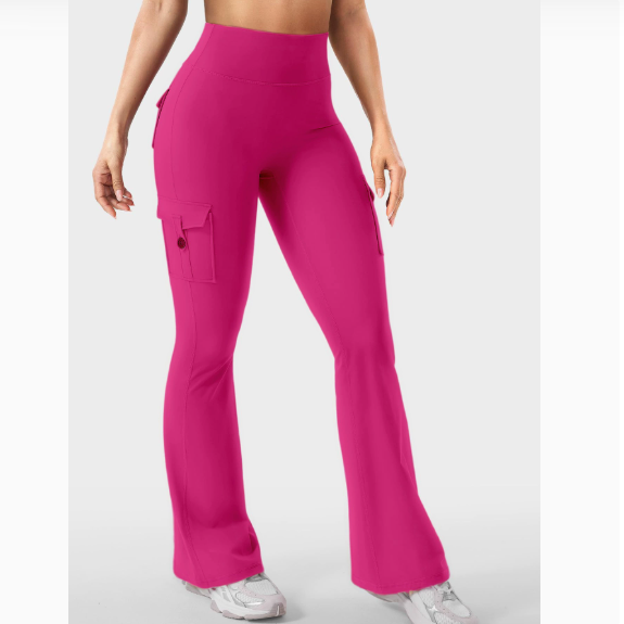 Women's Cargo Pocket Flared Yoga Pants – Tummy Control Fitness Leggings