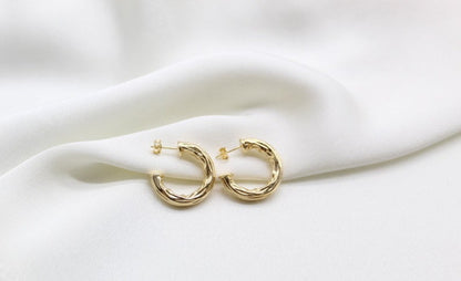 Medium Thick Hammered Hoop Earrings – Small, Medium & Large (K10-12)