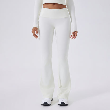 Low-Waist Flared Yoga Pants – Brushed Texture