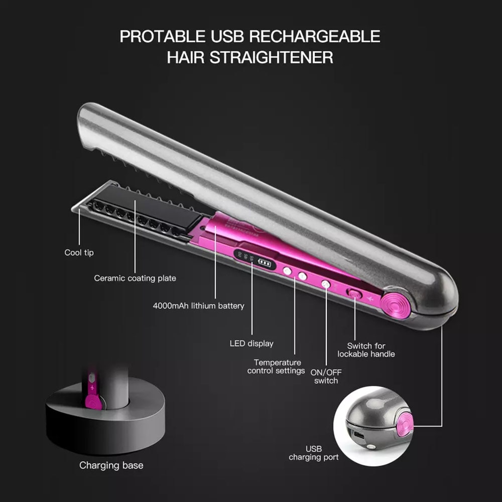 4800mAh Cordless 2-in-1 Wireless Charging Hair Iron – Straightener & Curler