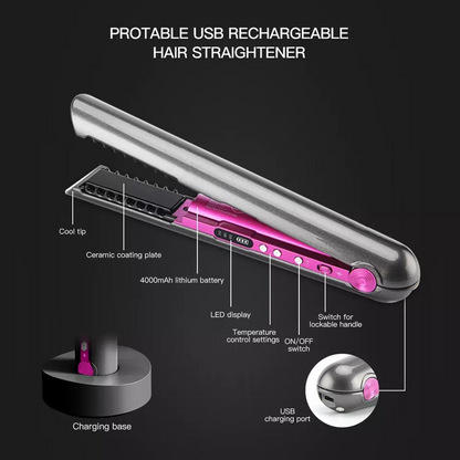 4800mAh Cordless 2-in-1 Wireless Charging Hair Iron – Straightener & Curler