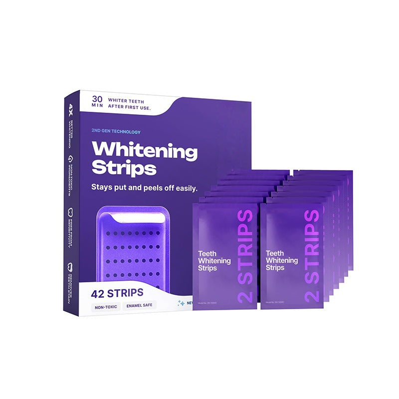 Purple Teeth Whitening Strips for Stain Removal and Fresh Care