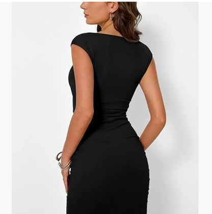 Simple & Elegant Round Neck Bodycon Dress