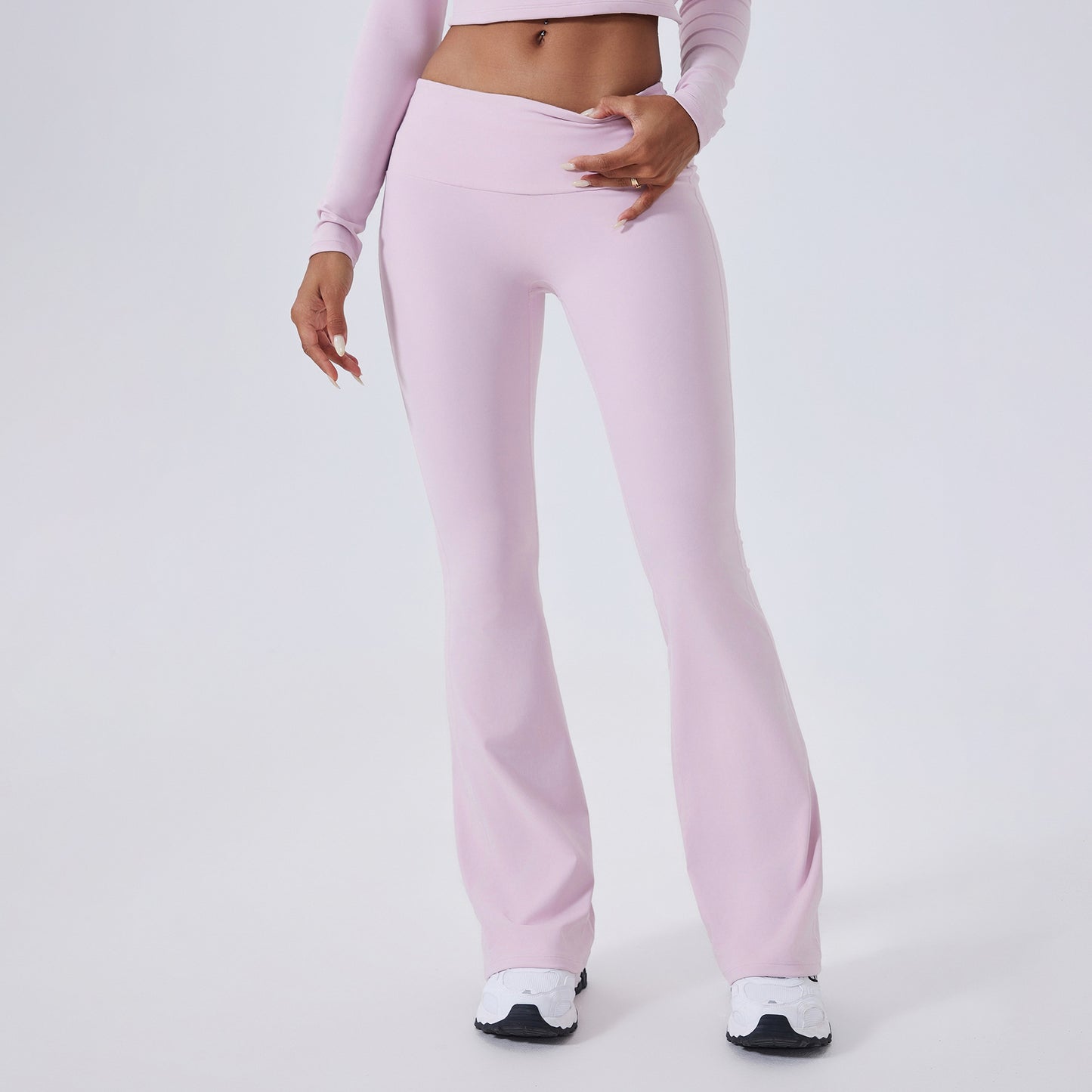 Low-Waist Flared Yoga Pants – Brushed Texture
