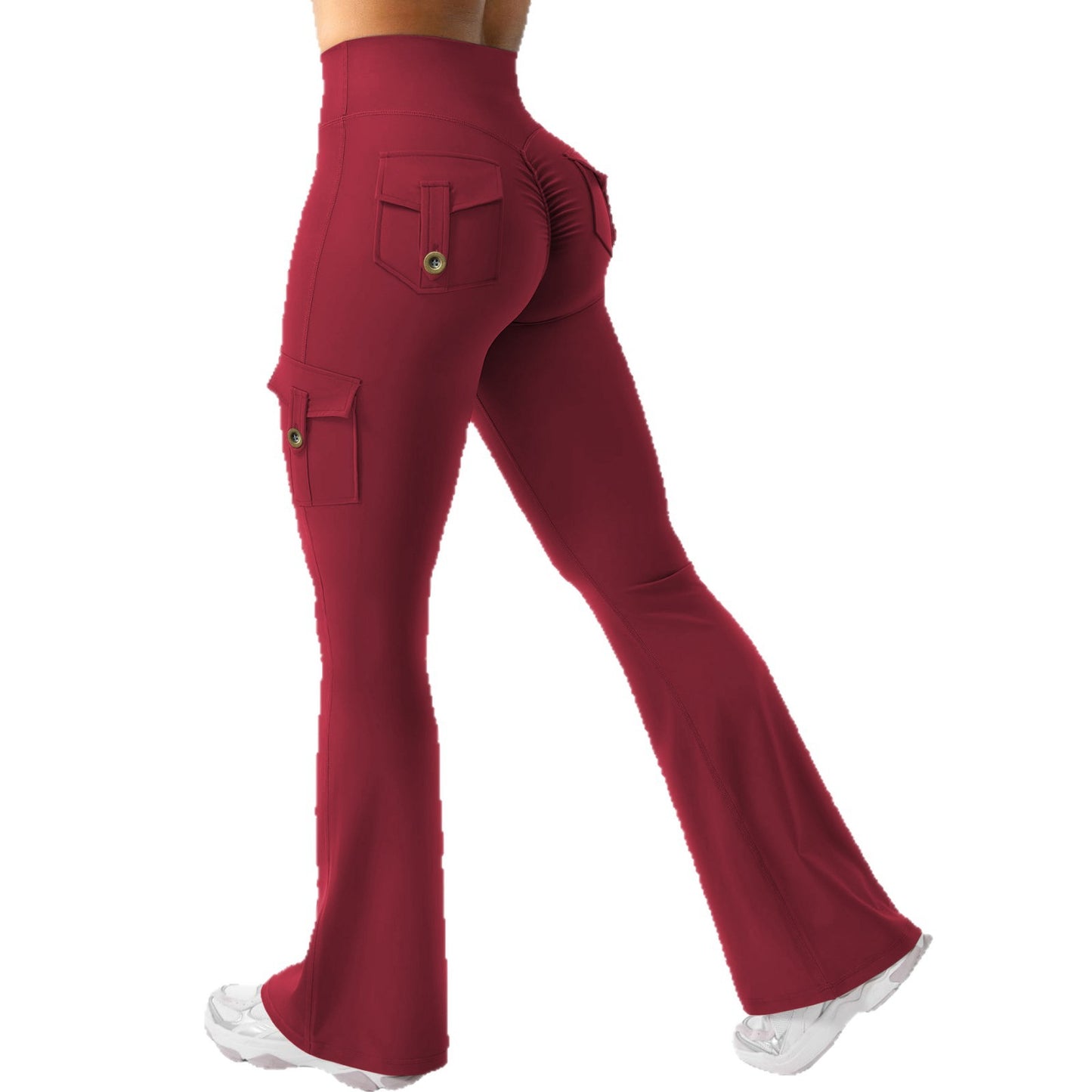 Women's Cargo Pocket Flared Yoga Pants – Tummy Control Fitness Leggings