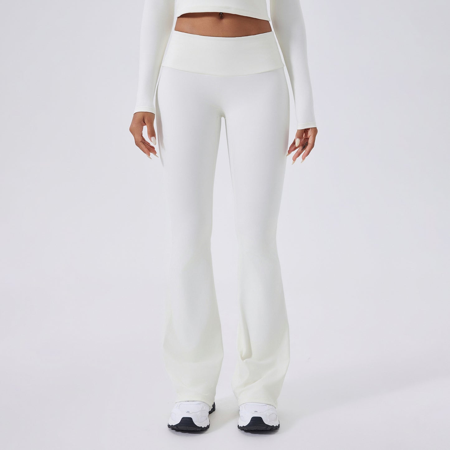 Low-Waist Flared Yoga Pants – Brushed Texture
