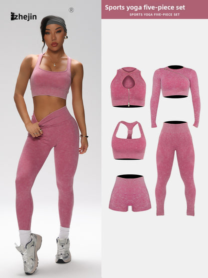 5-Piece Women's Yoga Activewear Set | Quick-Dry Nylon Spandex