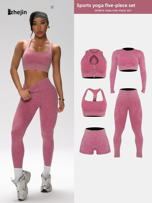 5-Piece Women's Yoga Activewear Set | Quick-Dry Nylon Spandex