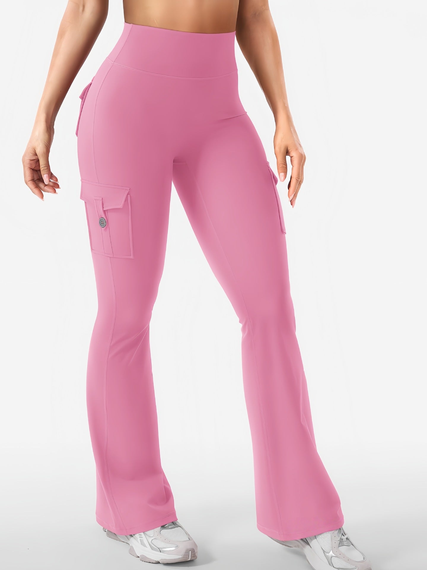 Women's Cargo Pocket Flared Yoga Pants – Tummy Control Fitness Leggings