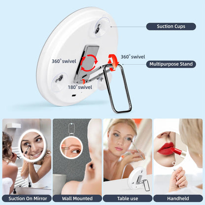 LED Vanity Mirror 6" Travel Size – 5x to 30x Magnification