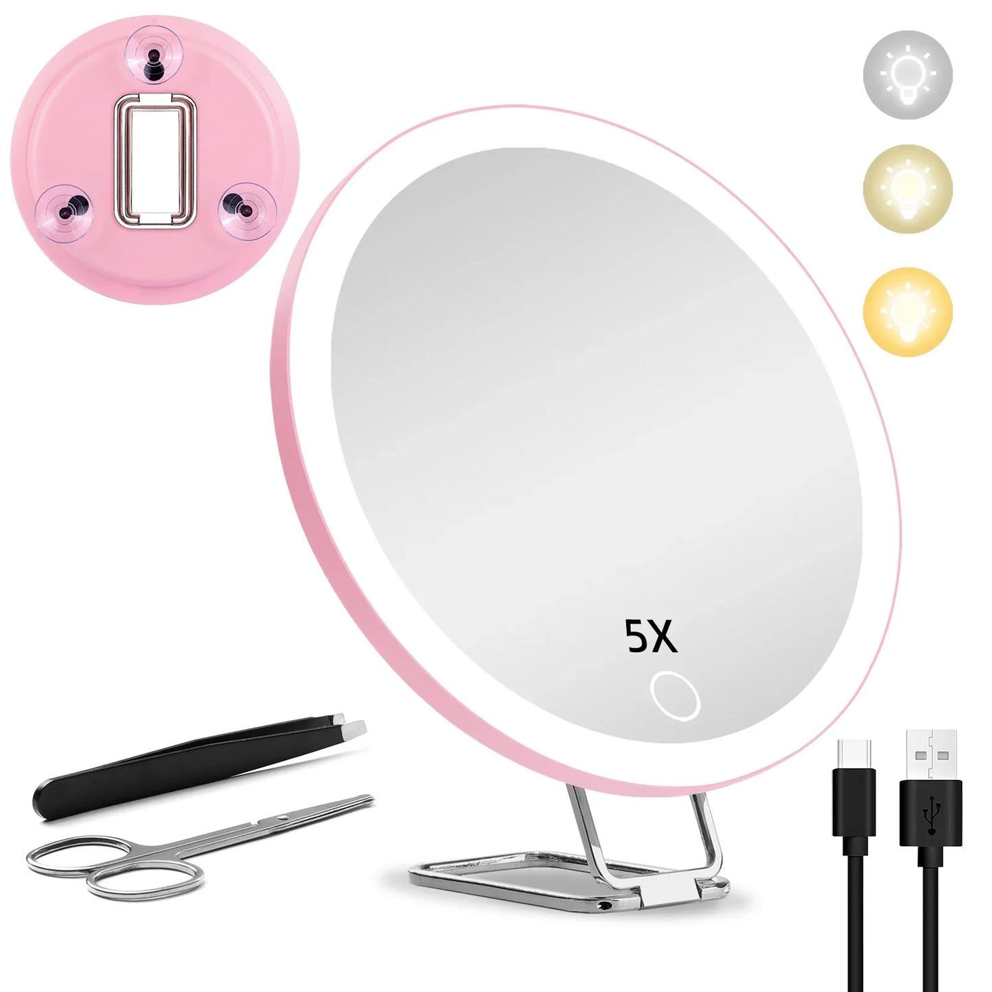 LED Vanity Mirror 6" Travel Size – 5x to 30x Magnification