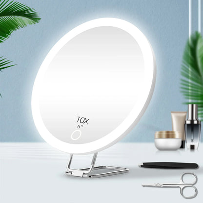 LED Vanity Mirror 6" Travel Size – 5x to 30x Magnification
