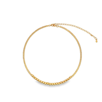 Beaded Neck Choker with Round CZ Stones (H53)