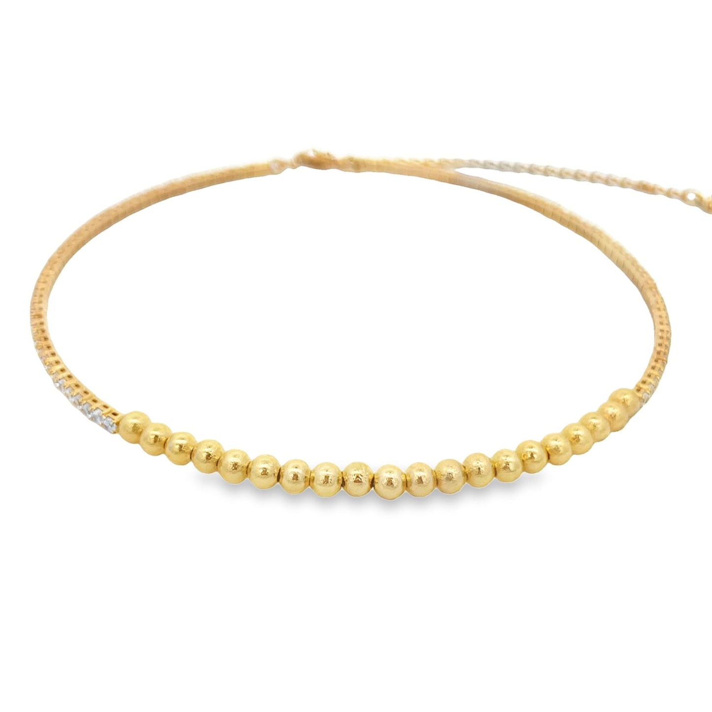 Beaded Neck Choker with Round CZ Stones (H53)