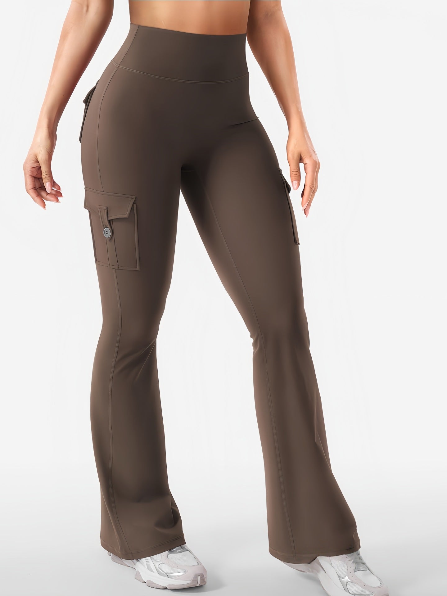 Women's Cargo Pocket Flared Yoga Pants – Tummy Control Fitness Leggings