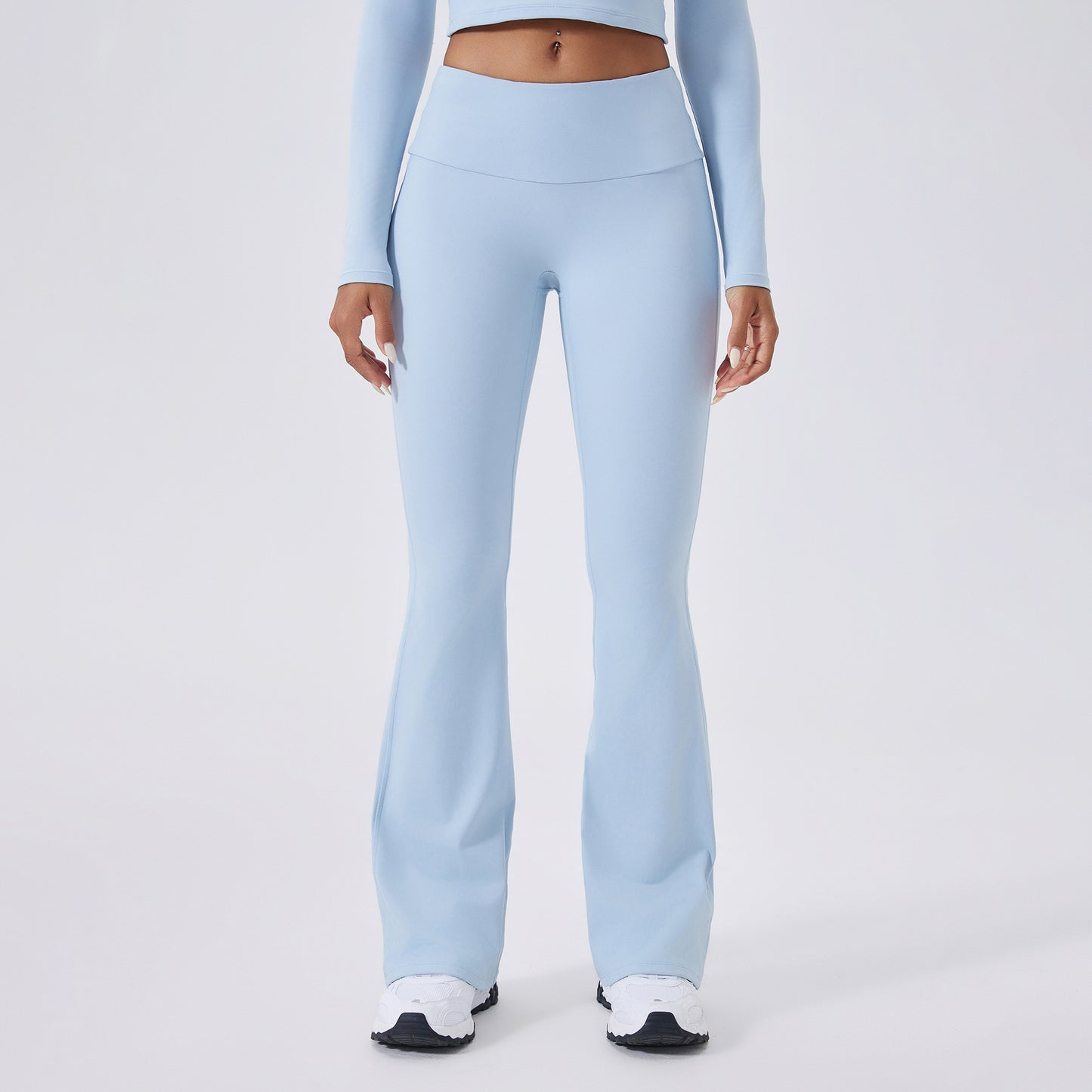 Low-Waist Flared Yoga Pants – Brushed Texture